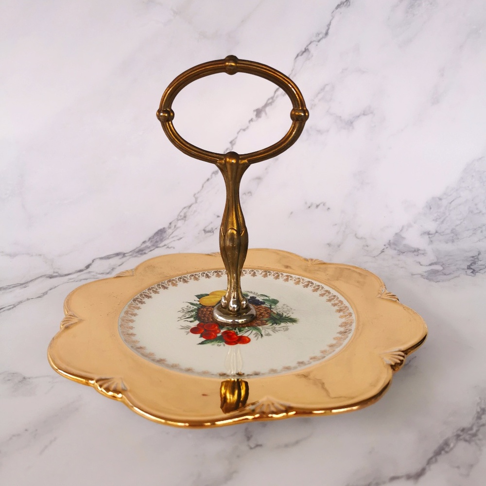 Vintage Royal Winton Gold Cake Plate